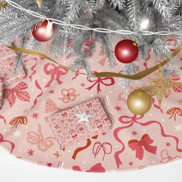 Close-up of pink checked, dotted and outlined bows with stars on blush