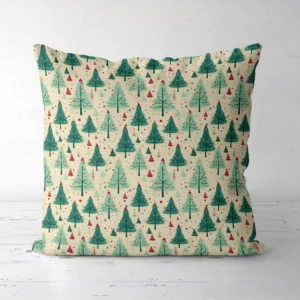 Cream bauble tree pillow upright, front showing, white floor beneath