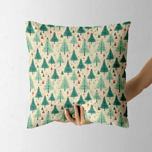 Hand carrying the cream bauble tree throw pillow