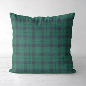 Emerald and navy check Christmas pillow, front view, green squares crossed by navy