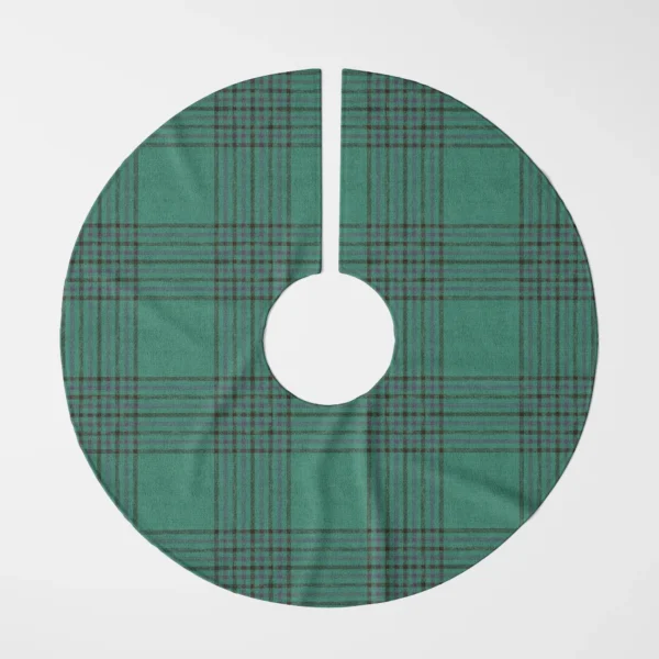 Emerald windowpane tree skirt laid flat, top view of wide green panes and lined frames
