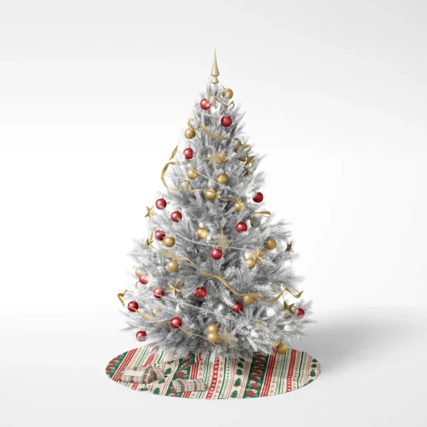 Decorated tree on a white background on the folk border skirt