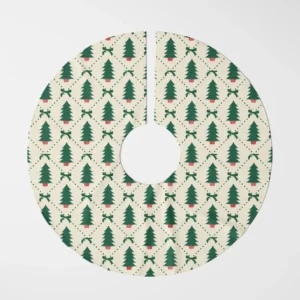 Potted tree diamond skirt seen flat from the top, firs in red pots in a green lattice