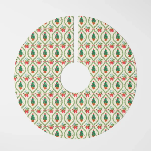Potted tree lattice skirt shown flat from above on a white background