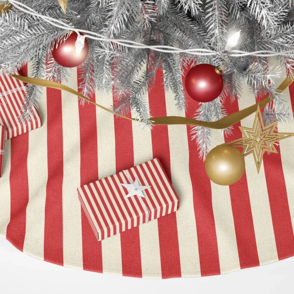 Close-up of the equal-width red and cream cabana stripes