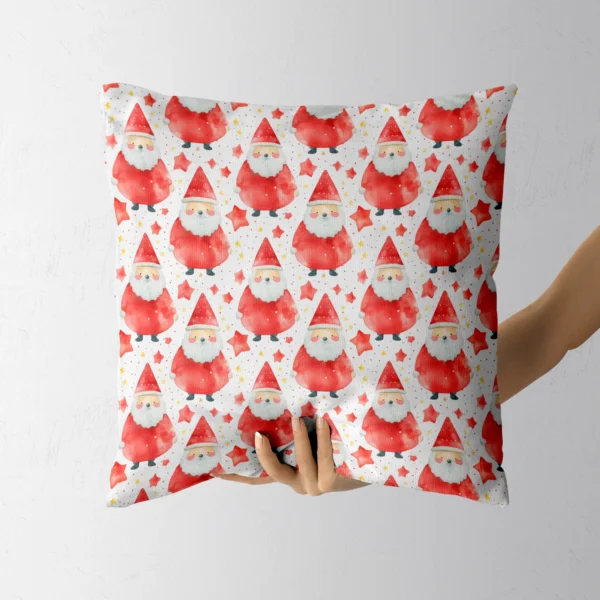 Star Santa Christmas pillow held in a hand