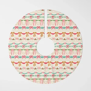 Ribbon swag tree skirt shown flat from above on a white background
