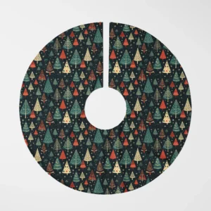 Starry navy tree skirt photographed flat from the top on white