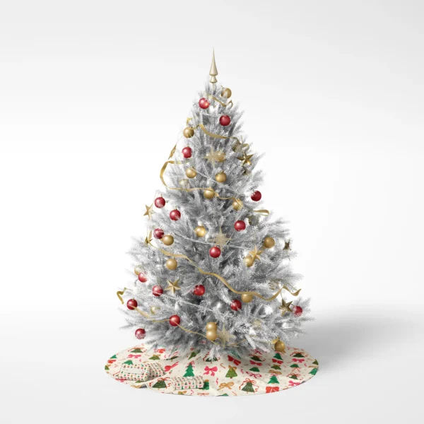 Decorated tree on a white background on the tree and bow skirt
