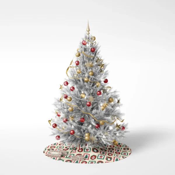 Christmas tree on a white background standing on the vintage frames skirt