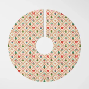 Vintage tile tree skirt laid flat, top view on white